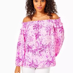 Lilly Pulitzer Pink Blossom Off-The-Shoulder-Top